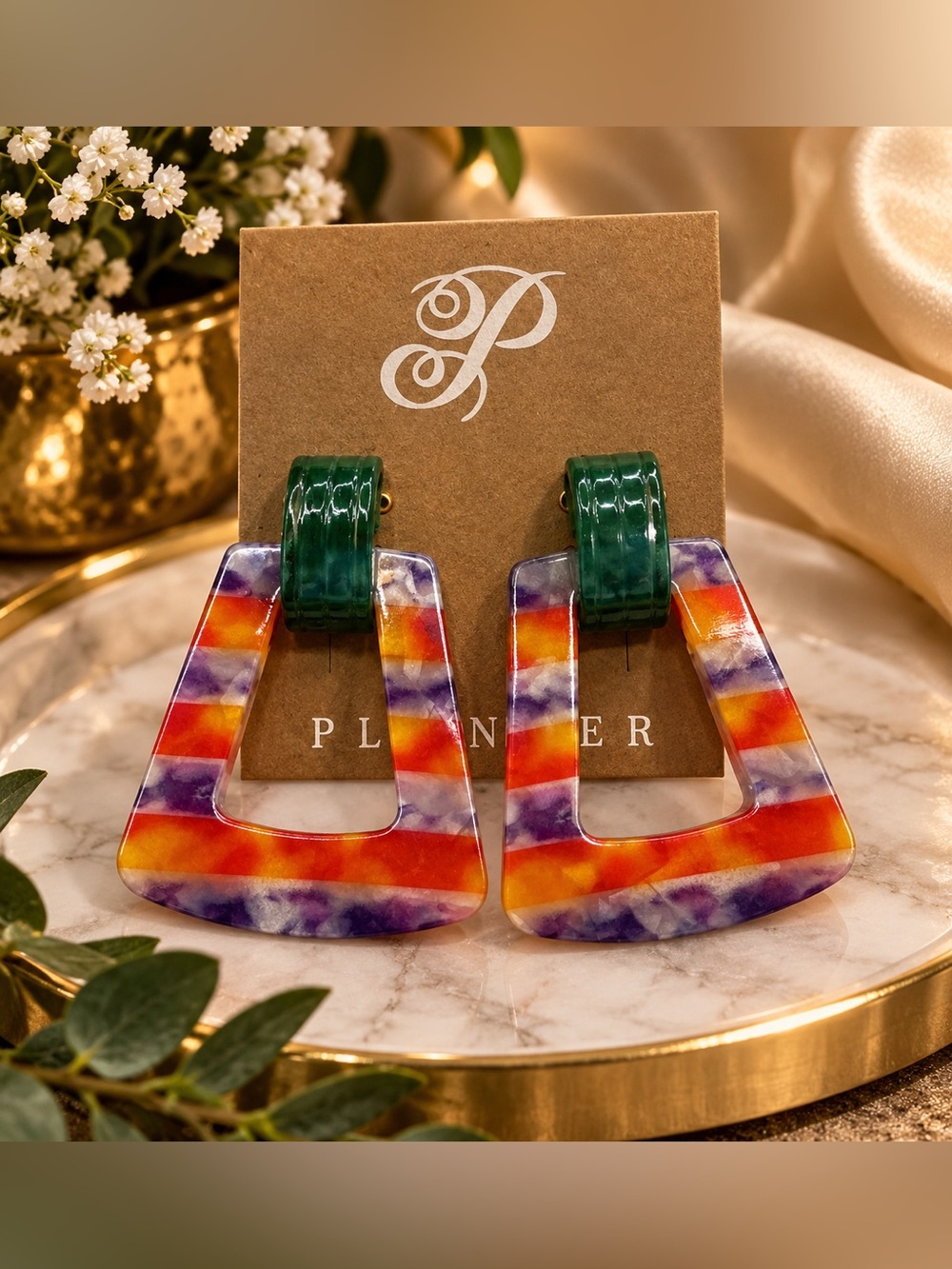 ✨ NEW ✨ Plunder Multicolor Resin Geometric Drop Earrings ✨